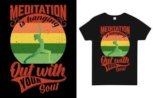 meditation hänger med din själs t-shirtdesign för yoga vektor