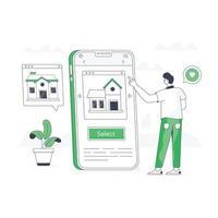 eine flache moderne Online-Immobilienillustration vektor