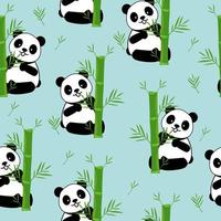 niedlicher panda nahtloser musterhintergrund, cartoon pandabären vektorillustration, kreative kinder für stoff, verpackung, textil, tapeten, bekleidung. vektor