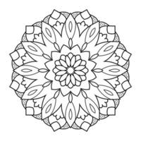 florales Mandala-Design mit schwarz-weißer Linienkunst im Ethno-Stil vektor