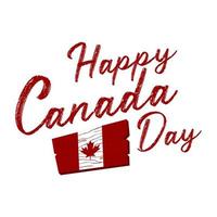 Kanada-Tag-Vektor-Illustration. Happy Canada Day Urlaubseinladungsdesign. Holzschild mit kanadischer Flagge. grußkarte mit handgezeichneter kalligraphiebeschriftung. vektor