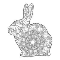 söt kanin mandala färg vektor illustration design.