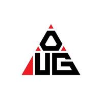 Oug-Dreieck-Buchstaben-Logo-Design mit Dreiecksform. Oug-Dreieck-Logo-Design-Monogramm. Oug-Dreieck-Vektor-Logo-Vorlage mit roter Farbe. Oug dreieckiges Logo einfaches, elegantes und luxuriöses Logo. vektor