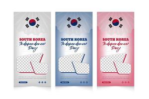 Südkorea-Unabhängigkeitstag-Feier vertikales Banner mit 3D-Fahnenschwingen-Design vektor