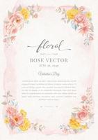 vacker rosblomma och botaniska blad digital målad illustration för kärlek bröllop alla hjärtans dag eller arrangemang inbjudan design gratulationskort vektor
