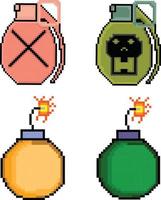 bomb pixel art set. explosion pixel art minecraft. vektor