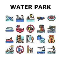 Wasserpark-Attraktion und Pool-Symbole setzen Vektor