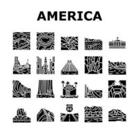 Nordamerika berühmte Landschaftssymbole setzen Vektor