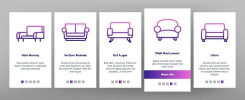 couch sofa möbel onboarding icons set vektor