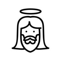 heiliger jesus mit halo auf dem kopf symbol vektor umriss illustration