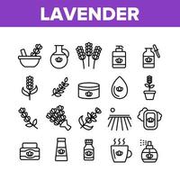 lavendel samling element ikoner set vektor