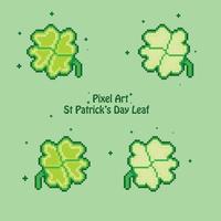 pixelart st patricks day pixeliger kleeblattsatz vektor