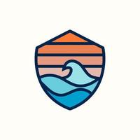 modern ocean wave shield logotyp illustration design vektor