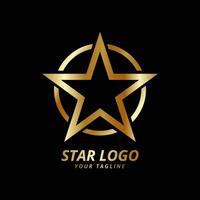 guld stjärna logotyp vektor illustration med svart bakgrund