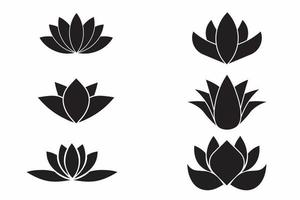 Lotusblumen-Icon-Set im flachen Stil, Vektor-Illustration kostenloser Vektor
