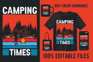 camping retro vintage t-shirt design vektor