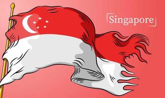 erstaunlicher singapur-flaggenhintergrundvektor mit linienart vektor