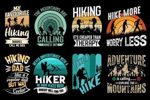 vandring t-shirt design bunt, vintage, äventyr t-shirts, grafiskt vektorelement, hiker typografi design, vektor