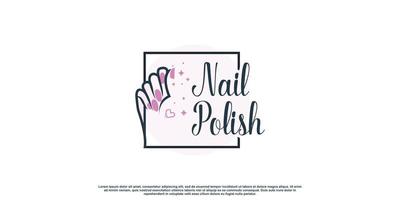 Nail Beauty Logo-Design mit kreativem Elementstil für Mode-Premium-Vektor vektor