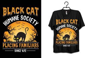 svart katt halloween t-shirt design vektor