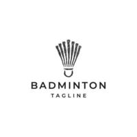 fjäderboll badminton logotyp ikon designmall platt vektorillustration vektor