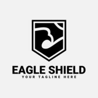 eagle shield mall logotypdesign med svart färg vektor