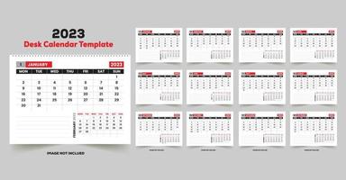 monatliche Kalendervorlage für das Jahr 2023. Woche beginnt am Sonntag. Tischkalender im minimalistischen Stil. vektor