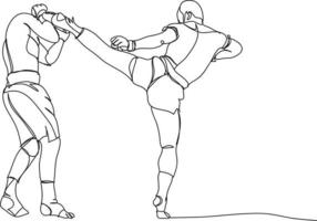 thai boxning linje ritning vektor illustration.