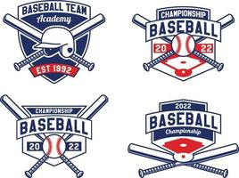 set logo von handgezeichneten baseball-emblemen von teams und wettbewerbsabzeichen vektor