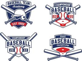 set logotyp för handritade baseball emblem av lag och tävlingar badge vektor