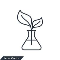 botanik ikon logotyp vektor illustration. laboratorieglas och växtsymbolmall för grafisk och webbdesignsamling