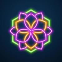 Mandala-Blumen-Neon-Effekt-Vektor vektor