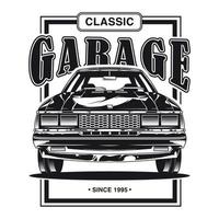 klassisk garage bricka logotyp design vektor