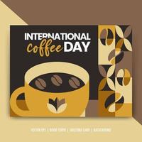 geometrisches plakat des internationalen kaffeetages, hintergrund, einladungsvektorsammlung vektor