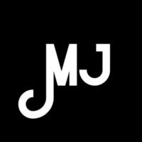 mj letter logotyp design. initiala bokstäver mj logotyp ikon. abstrakt bokstav mj minimal logotyp formgivningsmall. mj bokstav design vektor med svarta färger. mj logotyp