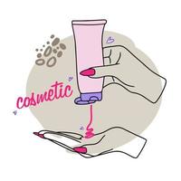 Kosmetische Produkte für Hautpflege, Hände, Selbstpflege, Schönheit vektor