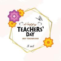 Happy Teacher's Day Goldrahmen vektor