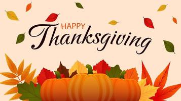 handgezeichnetes happy Thanksgiving-Schriftzug-Design mit Herbstlaub isoliert auf dem Hintergrund. dekorative Vorlagen für Grußkarten, Postkarten. Vektor-Illustration vektor
