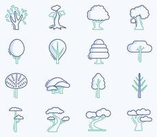 Baum-Icon-Set, Pflanzen- und Naturvektor vektor