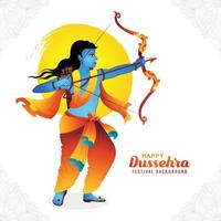 illustration von lord rama indischer feiertagskarte happy dussehra festival hintergrund vektor