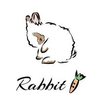 niedliches kaninchen, das gekritzelcharakterdesign für kinder oder osterkarte zeichnet vektor