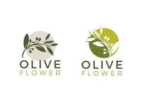 natur ört- oliv olja växt, oliv blad blomma logotyp design vektor