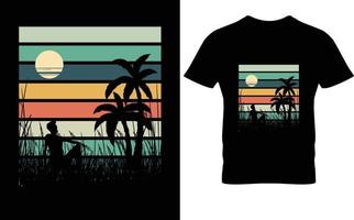 hawaii sommer retro vintage landschaft t-shirt design vektor