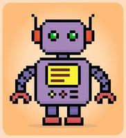 8-Bit-Pixel-Roboter in Vektorgrafiken für Spiel-Assets. vektor