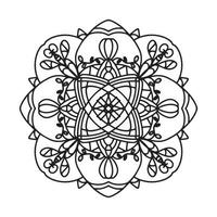cirkulär mandala svart och vit mönster, dekorerad med bohemisk Häftigt mandala konst, henna blommor, mehndi rit och svartvit symmetrisk. färg bok sida mandal, anti-stress terapi. vektor