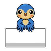 söt liten blå fågel tecknad serie med tom tecken vektor