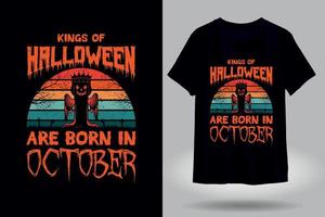 kungar av halloween är född i oktober årgång t-shirt design vektor