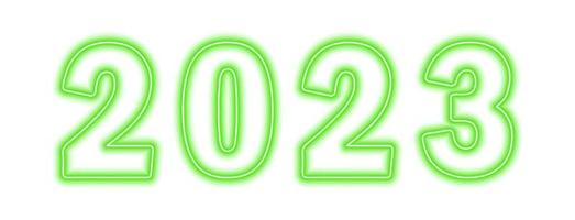 grüne Neonfarbe 2023 Jahr isoliert auf weiß vektor