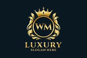 Royal Luxury Logo-Vorlage mit anfänglichem wm-Buchstaben in Vektorgrafiken für luxuriöse Branding-Projekte und andere Vektorillustrationen. vektor