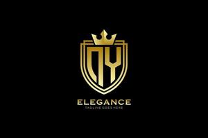 Initial ny Elegantes Luxus-Monogramm-Logo oder Abzeichen-Vorlage mit Schriftrollen und Königskrone - perfekt für luxuriöse Branding-Projekte vektor